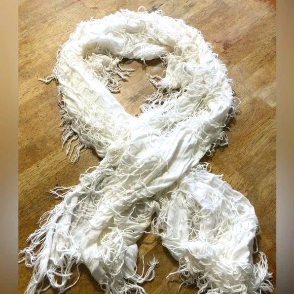Accessories - Pretty Boho Ivory Scarf 72”x20” Lightweight & Cozy Looks Great with Everything!